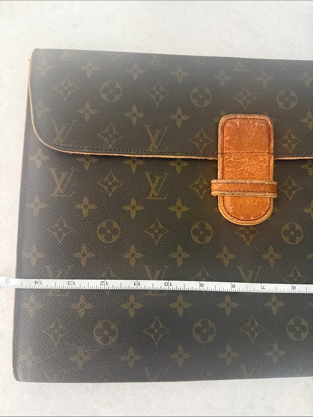 Louis Vuitton Monogram Canvas Men's Briefcase with Tan Leather Tab